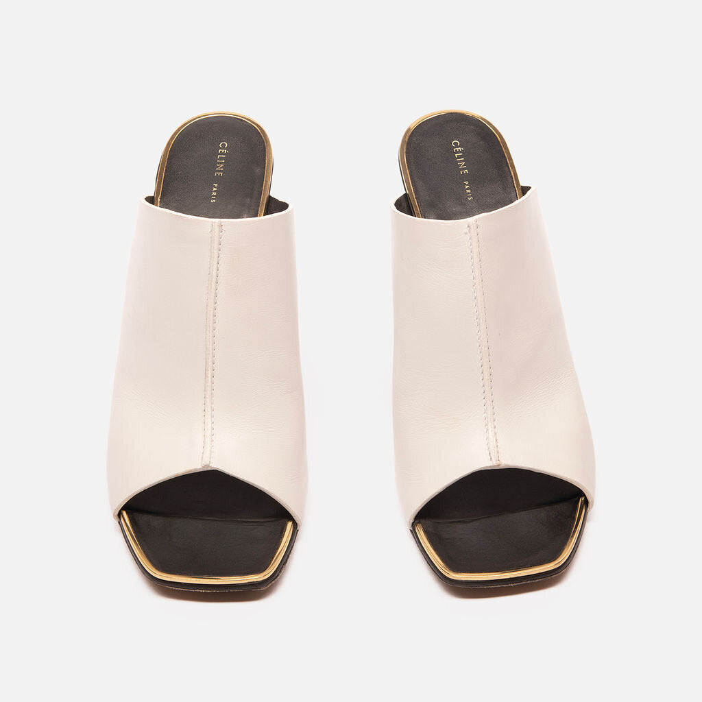 Celine White Sandal Pumps