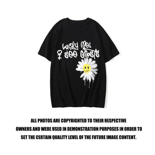Bathing Ape T-Shirt Cartoon Graffiti Little Daisy T-shirt Summer Printed Short Sleeve
