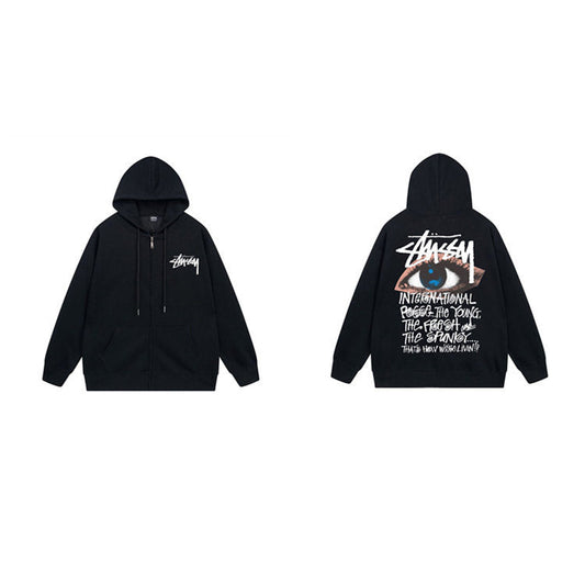 Stussy Hoodie Zip-Up Cardigan Fleece Hooded Sweater