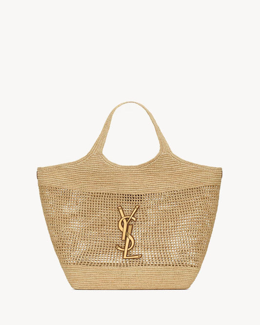 YSL - Icare in Raffia Handbag