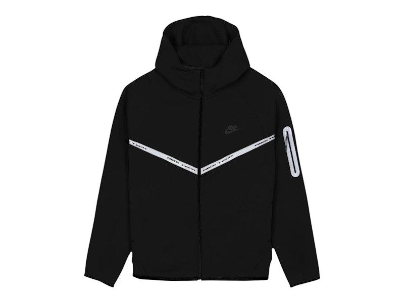 Nike Tech Fleece Reflective Full Zip Hoodie Black/White