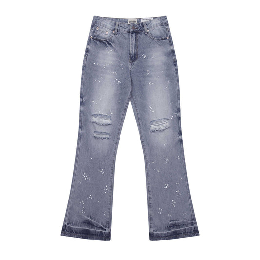 Gallery Dept Jeans with Artistic Ink Splatter and Distressed Flares
