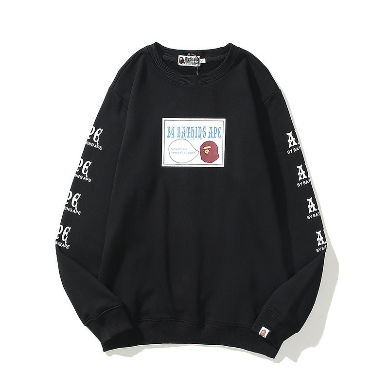 Bathing Ape Sweatshirt Autumn and Winter Men's Cotton Printed Long Sleeve round-Neck Pullover