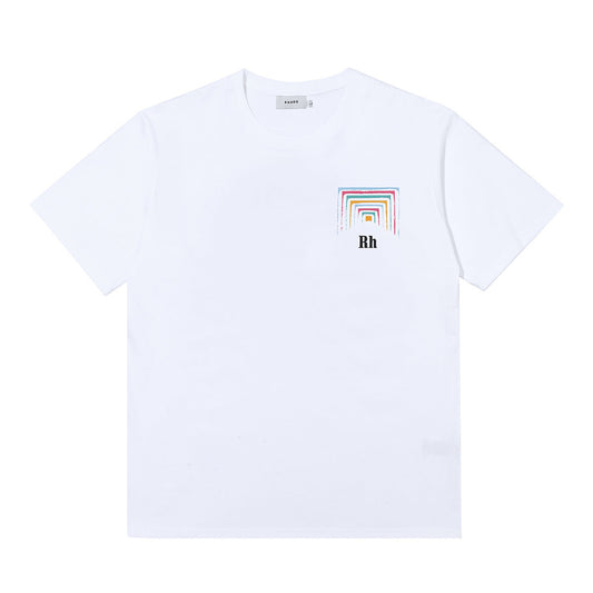 Rhude T-shirt Rainbow Square Circle Printed Short Sleeve T-shirt