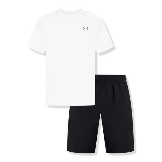 Under Armour UA Tech White Black T-Shirt & Shorts