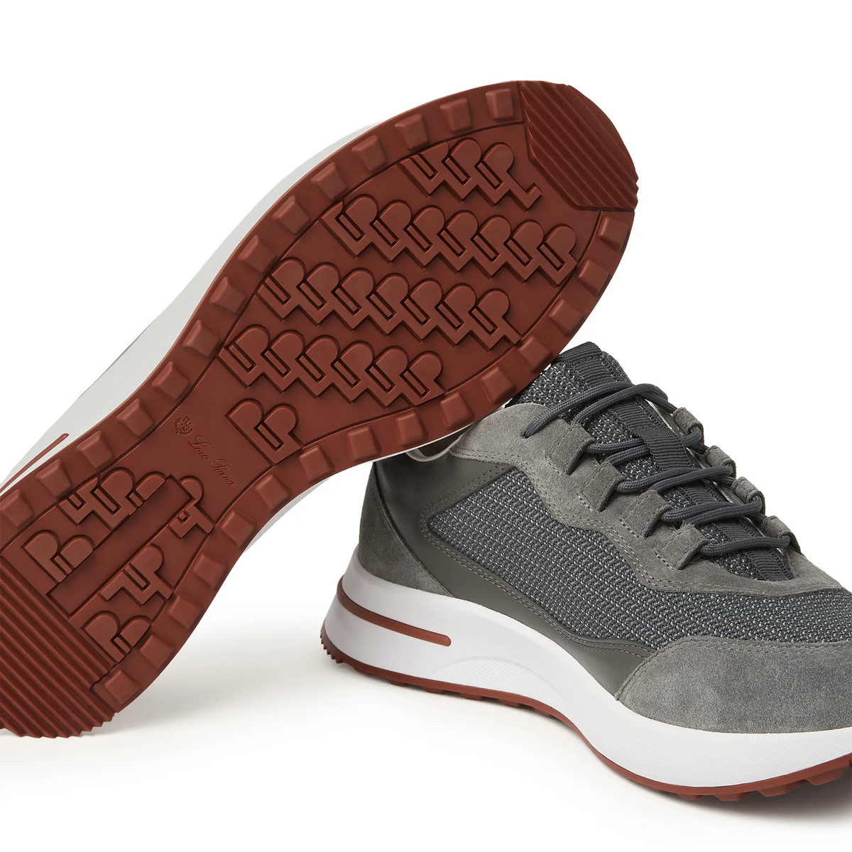 Loro Piana Week End Walk Light Urban Stone Suede Mesh Sneaker