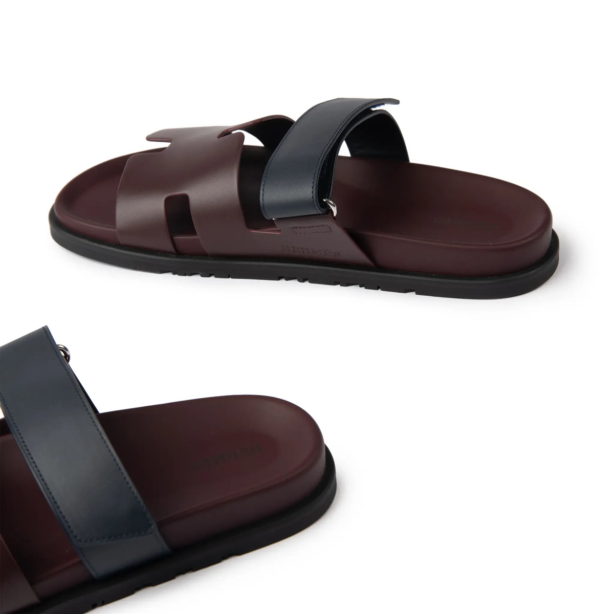 Hermes Paris Hermès Paris Chypre Calfskin Burgundy Sandals - Red