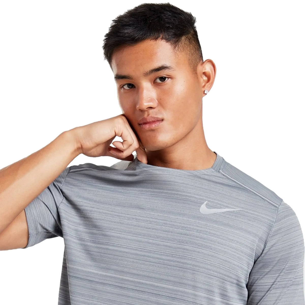 Nike Dri-FIT 1.0 Grey Miler Running T-Shirt