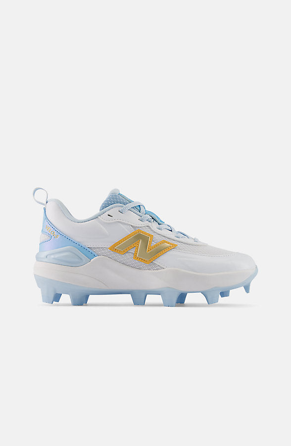 New Balance Velo v5 Youth Athletic Shoes - White/Team Sky Blue And Gold
