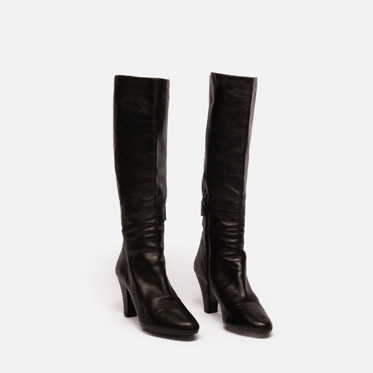 Prada Leather Prada Knee High Heeled Boot (AS IS)