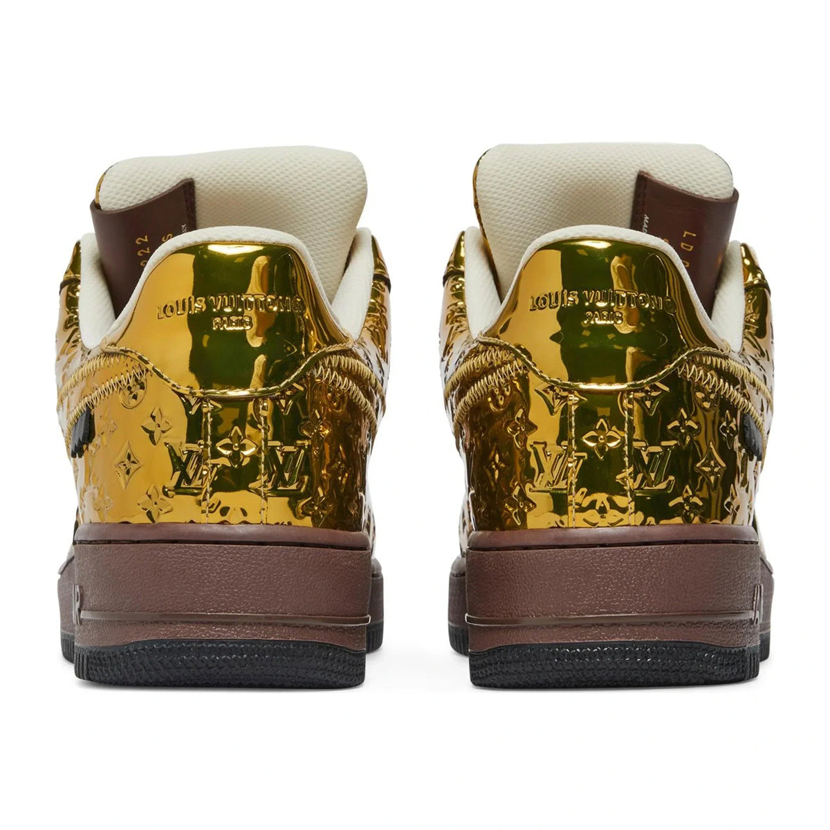 Louis Vuitton x Nike Air Force 1 Low Metallic Gold Sneakers